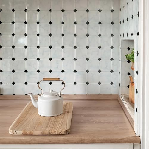 SMART TILES Peel and Stick Backsplash - 5 Sheets of 7,75" x 7,75" - 3D Adhesive Peel and Stick Tile Backsplash for Kitchen, Bathroom, Wall Tile, Checkered - Image 5