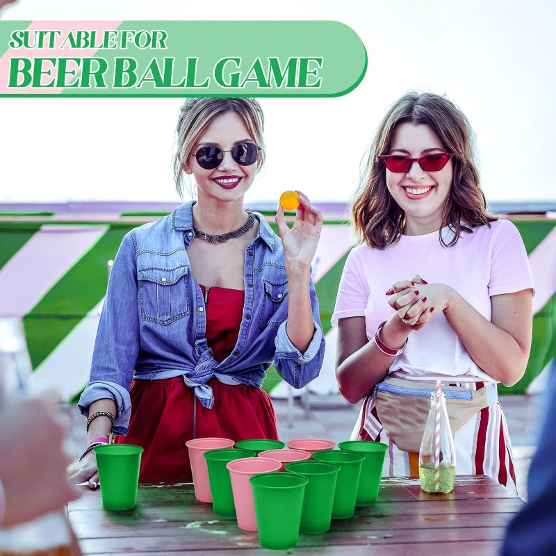 Funnymoom 100 Pcs Disposable Plastic Pink and Green Cups 12 oz Sorority Party Beverage Cups for St Patricks Watermelon Flamingo Party Supplies - Image 3