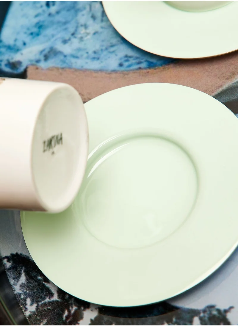 Zarina Espr Cups Olve Brch W/ Grn En Saucers Set Of 6