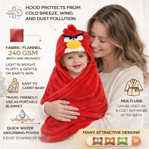 BRANDONN Baby Blankets New Born Combo Pack of Hooded Wrapper Sleeping Bag and Baby Bath Towel for 0-6 Months Baby Boys and Baby Girls Pack of 2 - Image 5