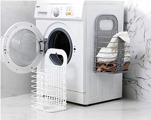 GION GION Wall Mounted Bathroom Hanging Mesh Laundry Basket Toiletry Organization Washing Bin Home Portable Magic Sticker Plastic Laundry Hamper Bag for Bathroom Bedroom Dirty Clothes - Image 4
