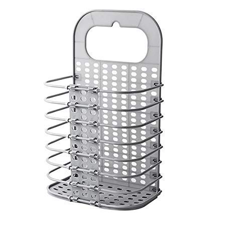 GION GION Wall Mounted Bathroom Hanging Mesh Laundry Basket Toiletry Organization Washing Bin Home Portable Magic Sticker Plastic Laundry Hamper Bag for Bathroom Bedroom Dirty Clothes - Image 2