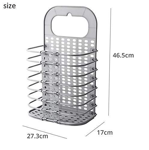 GION GION Wall Mounted Bathroom Hanging Mesh Laundry Basket Toiletry Organization Washing Bin Home Portable Magic Sticker Plastic Laundry Hamper Bag for Bathroom Bedroom Dirty Clothes - Image 3