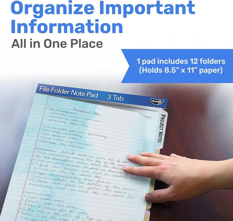 Find It File Folder Notepad, Watercolor, 12 PK - Image 2