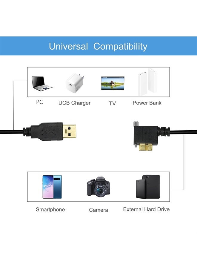 GINTOOYUN USB 3.0 to Micro B Cable USB 3.0 A Male to Micro B Male Right Angled 90 Degree Cable with Locking Screws Hard Drive Cable 3M(Angle Right)  - Image 1