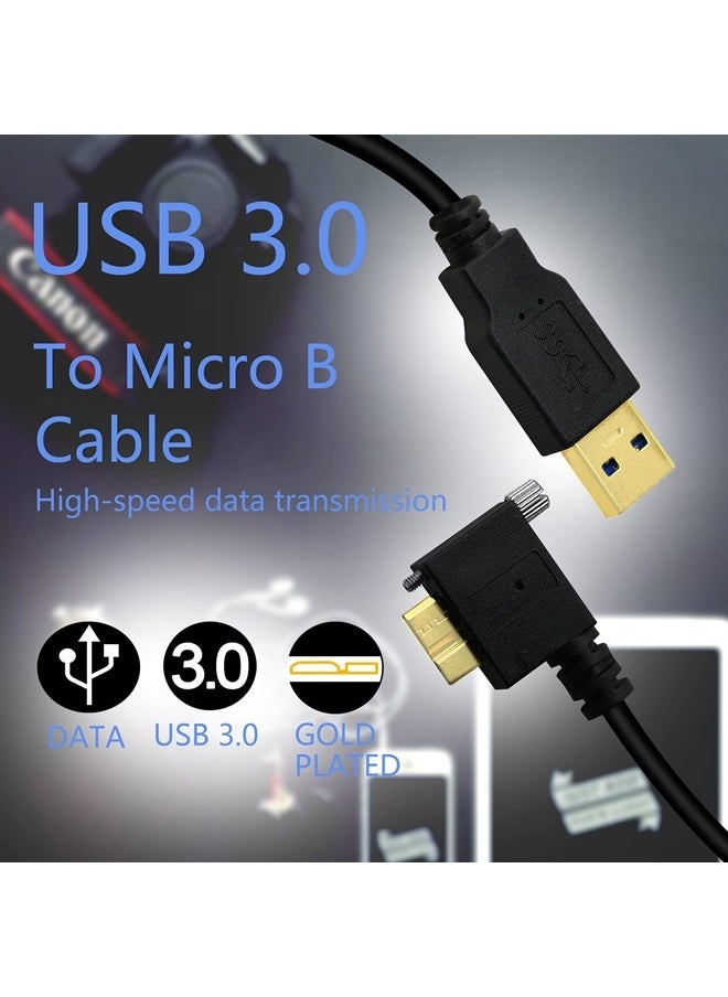 GINTOOYUN USB 3.0 to Micro B Cable USB 3.0 A Male to Micro B Male Right Angled 90 Degree Cable with Locking Screws Hard Drive Cable 3M(Angle Right)  - Image 2