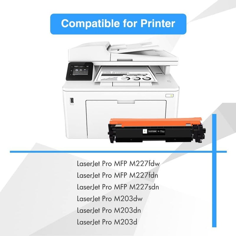 TRUE IMAGE CF230X 30X Black High Yield Toner Cartridge Compatible Replacement for HP 30X CF230X 30A CF230A for HP Laserjet Pro MFP M227fdw M203dw M227fdn M203dn M227sdn M203d Printer Ink 4-Pack - Image 3