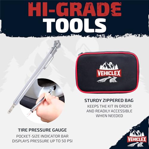 Vehiclex Tire Repair Kit for Plug and Patch with Aluminum Handled Tools Emergency Kit in Zippered Bag for Car, Motorcycle, ATV, Tractor, Lawn Mower - Image 3