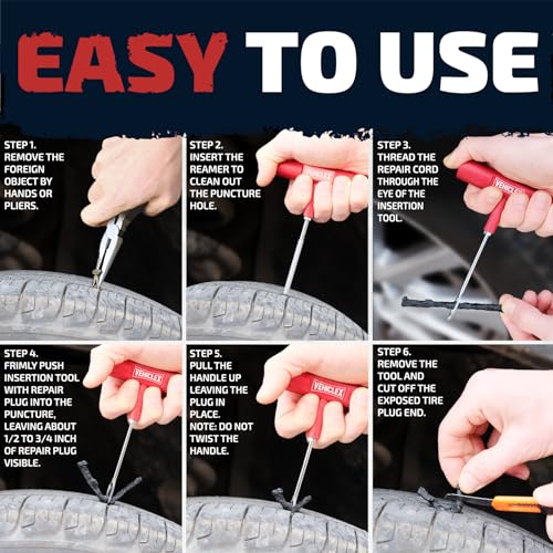 Vehiclex Tire Repair Kit for Plug and Patch with Aluminum Handled Tools Emergency Kit in Zippered Bag for Car, Motorcycle, ATV, Tractor, Lawn Mower - Image 5