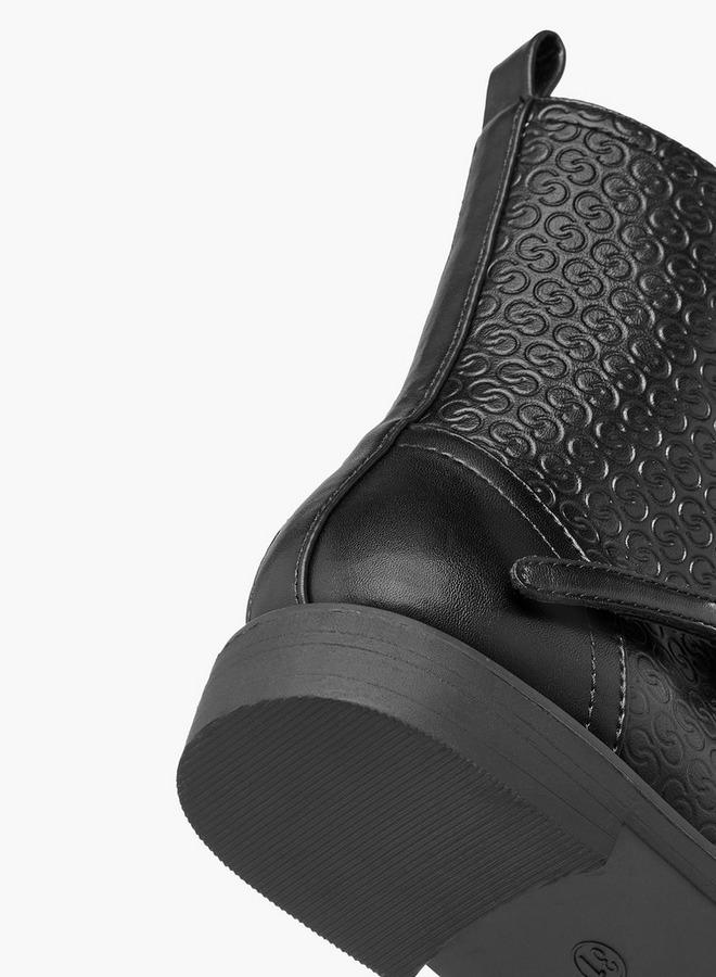 سيليست أحذية برقبة عالية للبنات بنقش شعار وحافة مرتفعة وسحاب إغلاق - Image 5