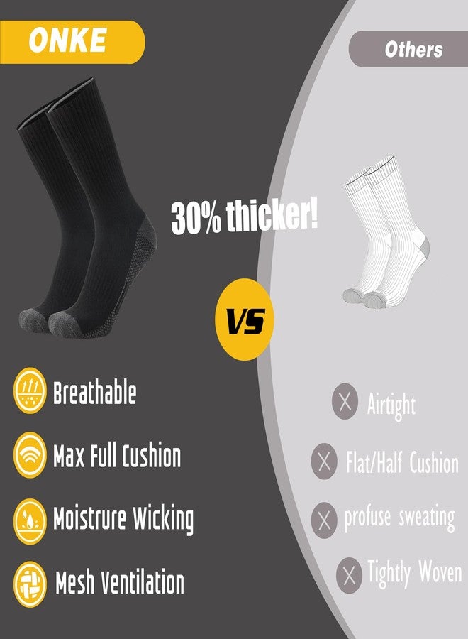 ONKE Max Full Cushion Crew Socks Moisture Wicking Odor Control Durable for Heavy Duty Steel Toe Work Boot Athletic Training(Black L) - Image 4