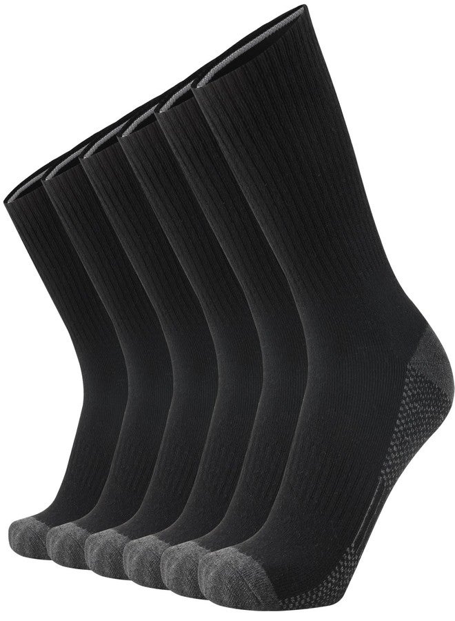 ONKE Max Full Cushion Crew Socks Moisture Wicking Odor Control Durable for Heavy Duty Steel Toe Work Boot Athletic Training(Black L) - Image 1