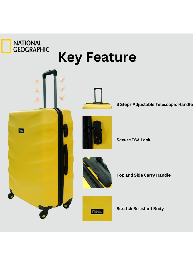 NATIONAL GEOGRAPHIC National Geographic Arete ABS Hard Case Carry-On Small Cabin Travel Suitcase Yellow, Durable Lightweight Travel Luggage, 4 Wheel Trolley Bag with TSA Combination Lock (20 Inch).