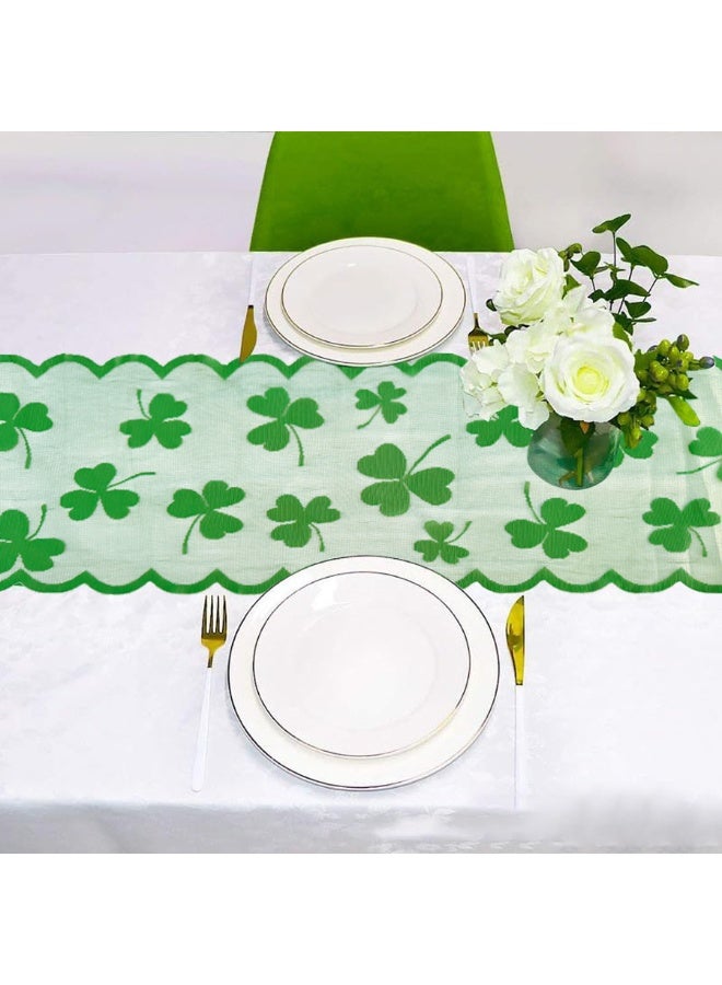 Green Clover Lace Table Runner Home Decor Tablecloths - Image 2