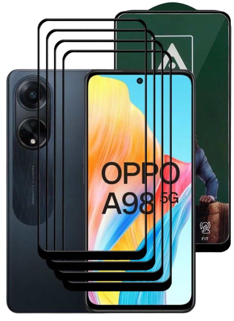 4 Pieces Antistatic ESD Dustproof Premium Quality High Definition Tempered Glass Screen Protector Designed For Oppo A98
