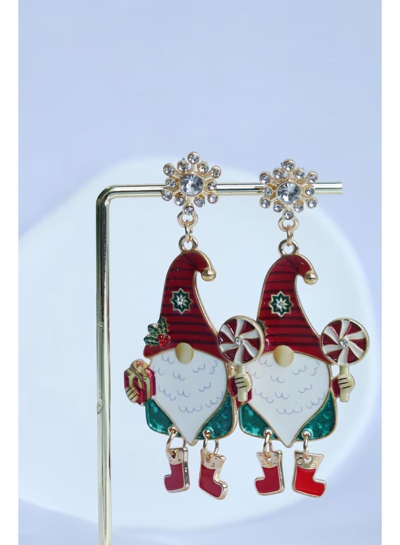 FOLAI Christmas Santa Earrings – Snowflake & Candy Design with Wiggly Legs - Image 1