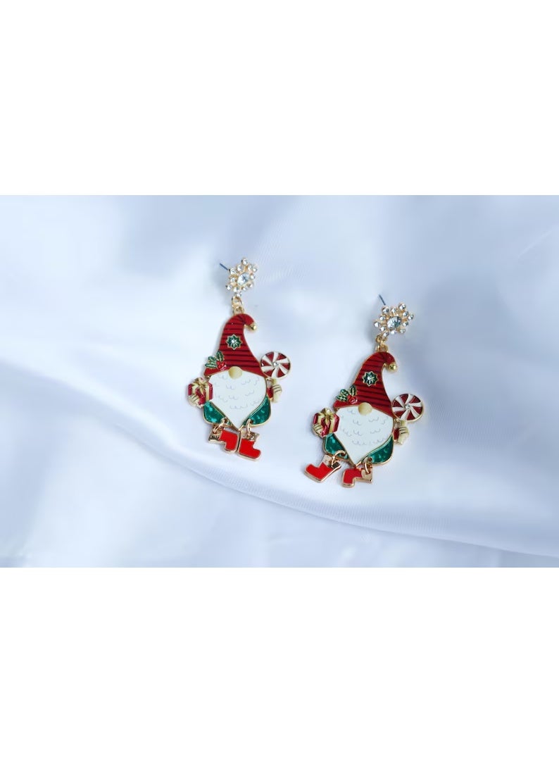 FOLAI Christmas Santa Earrings – Snowflake & Candy Design with Wiggly Legs - Image 2