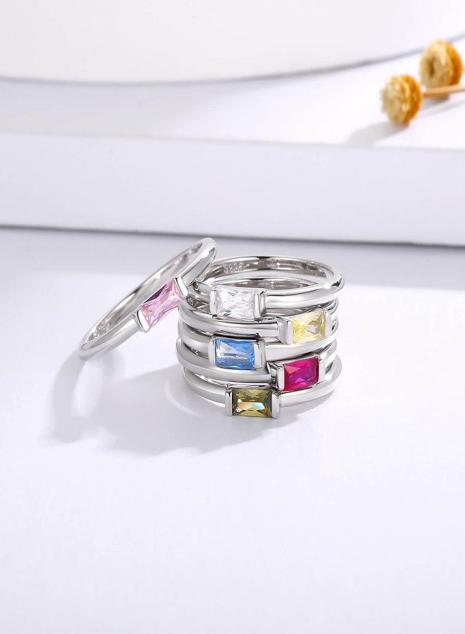Sariel Birthstone Rings Jewelry 925 Sterling Silver Colorful Stackable Promise Ring for Women Wife Girlfriend Mom (August, 10) - Image 2