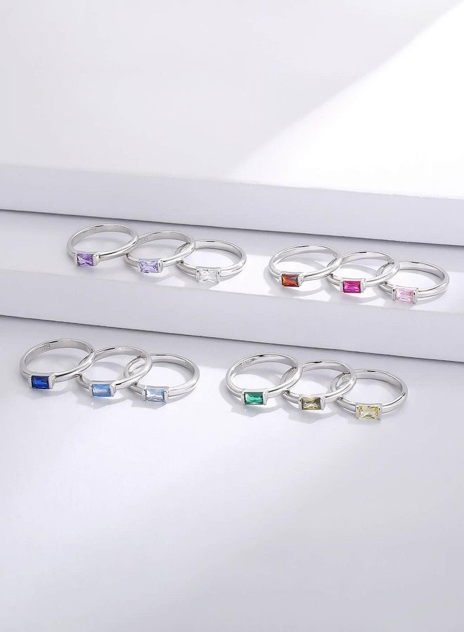 Sariel Birthstone Rings Jewelry 925 Sterling Silver Colorful Stackable Promise Ring for Women Wife Girlfriend Mom (August, 10) - Image 4
