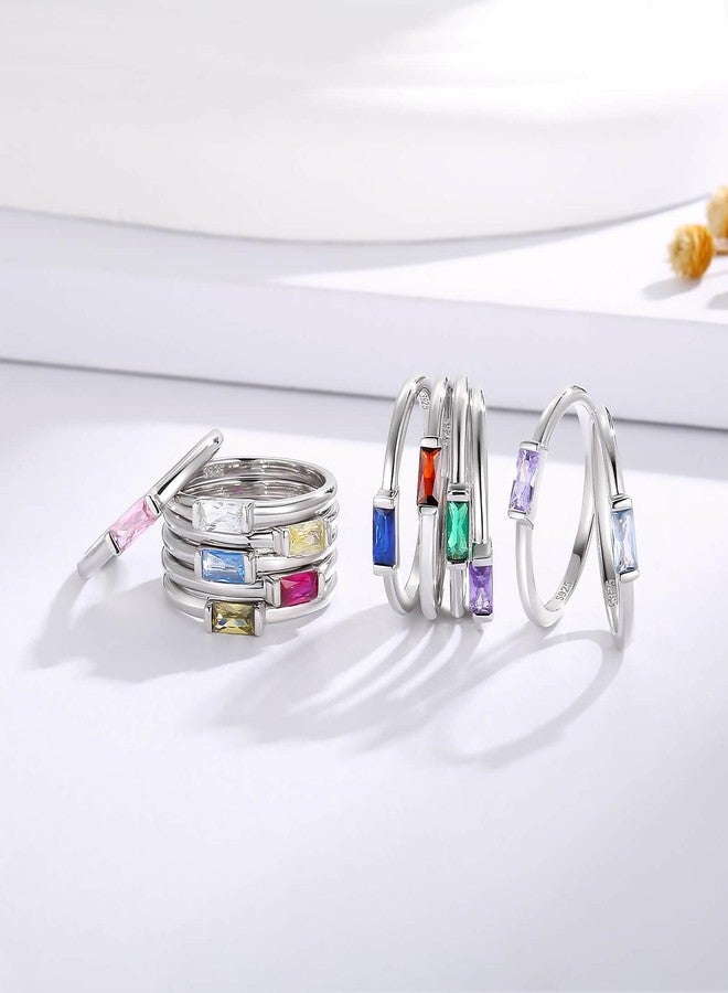 Sariel Birthstone Rings Jewelry 925 Sterling Silver Colorful Stackable Promise Ring for Women Wife Girlfriend Mom (August, 10) - Image 3