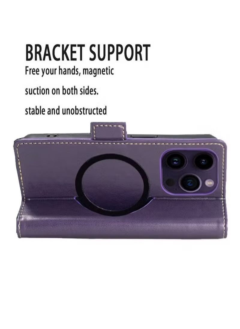X-level iPhone 15 Pro Leather Case Wallet Flip Cover Card Slots Magnetic MagSafe Stand Phone Holder Function Fold Shockproof Protective Full Protection Anti-scratch Anti-stolen For iphone 15 Pro  - Image 5