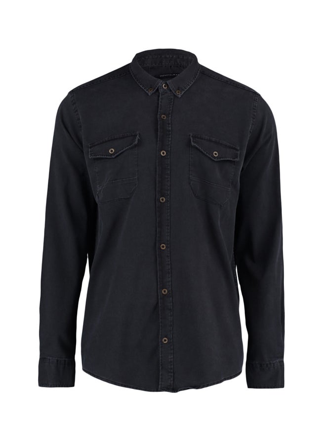 trendyol - Black Men's New Shirt with Metal Buttons - Image 1