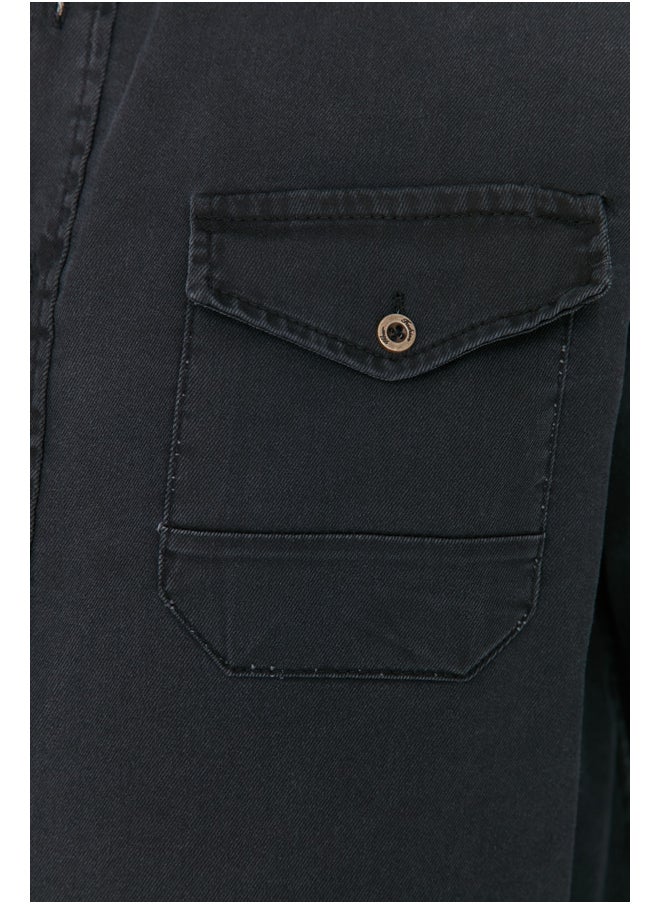 trendyol - Black Men's New Shirt with Metal Buttons - Image 1