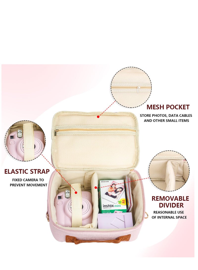 DSLR Camera Bag for CP910/1200/1300 Crossbody Camera Case with Padded Shoulder Strap Anti-Thief Camera Shoulder Bag Pink - Image 3