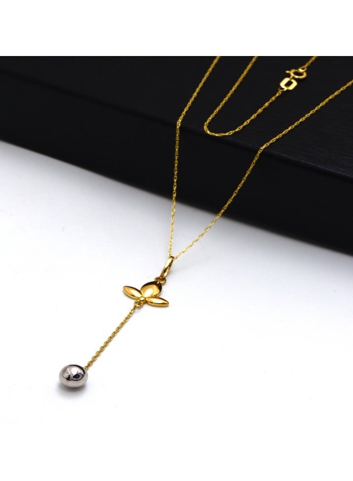 Gold Zone Real Gold 2 Color Ball with Flower Necklace - Image 2