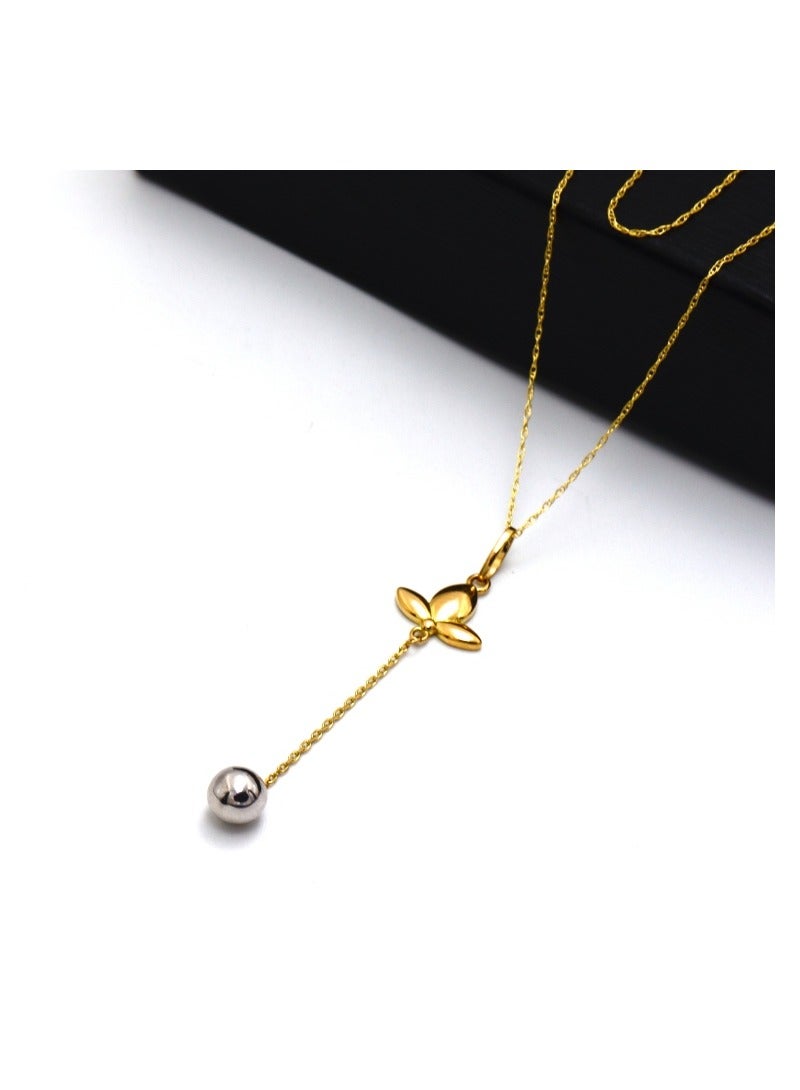 Gold Zone Real Gold 2 Color Ball with Flower Necklace - Image 5