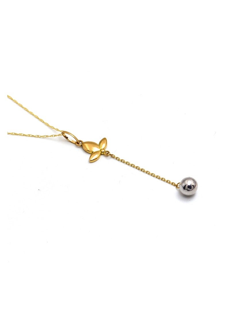 Real Gold 2 Color Ball with Flower Necklace