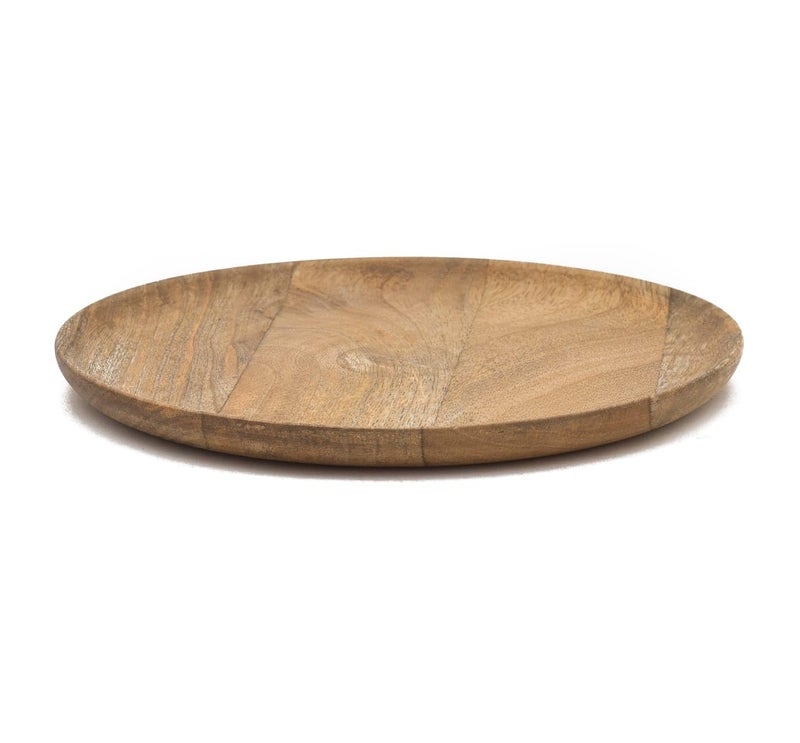 OGGN Natural Mango Wood Round Plate Set of 1, Wooden Serving Tray, Tea Coffee Serving Tray, Platter for Home & Kitchen, (28 X 28 X 1.2) cm - Image 4