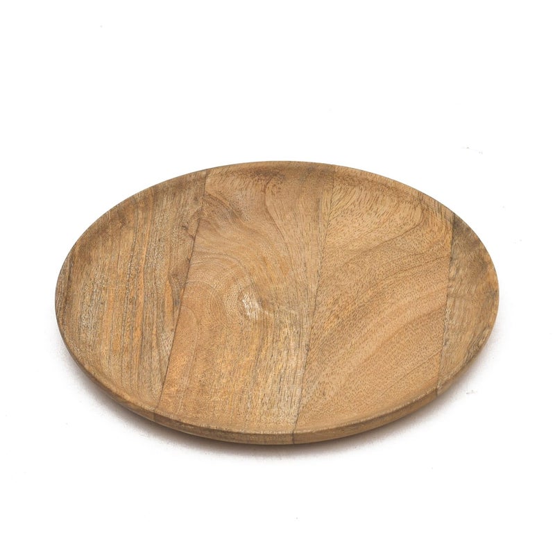 OGGN Natural Mango Wood Round Plate Set of 1, Wooden Serving Tray, Tea Coffee Serving Tray, Platter for Home & Kitchen, (28 X 28 X 1.2) cm - Image 3
