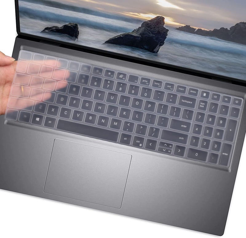 CASOSHIELD Keyboard Cover for 2024 2023 Dell Inspiron 15 3510 3511 3515 3520 3525 3530 3535 5510 5515 5518 15.6 / Dell Vostro 15 3510 3520 5510 5515 15.6 / Latitude 3520 15.6 Laptop Skin -Clear - Image 1