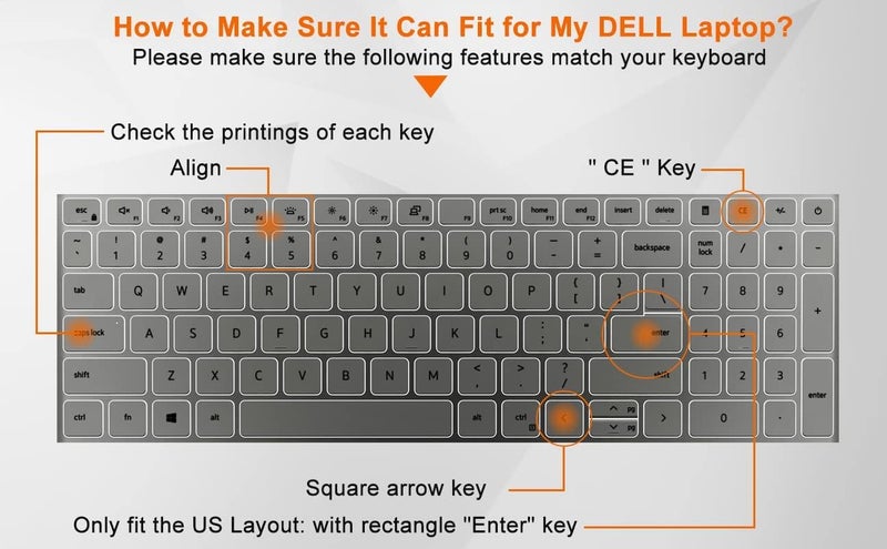 CASOSHIELD Keyboard Cover for 2024 2023 Dell Inspiron 15 3510 3511 3515 3520 3525 3530 3535 5510 5515 5518 15.6 / Dell Vostro 15 3510 3520 5510 5515 15.6 / Latitude 3520 15.6 Laptop Skin -Clear - Image 2