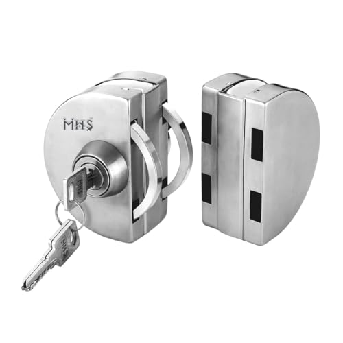 MHS Heavy Duty Stainless Steel Lock for Glass Door Thickness 10 mm to 12 mm Having 3 Ultra Keys Out Side & Knob Inside with Screws Satin Finish Pack of 1 Set (A. Glass to Glass, Silver) - Image 1