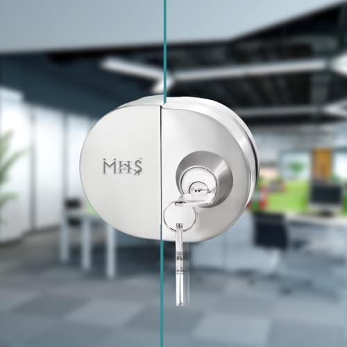 MHS Heavy Duty Stainless Steel Lock for Glass Door Thickness 10 mm to 12 mm Having 3 Ultra Keys Out Side & Knob Inside with Screws Satin Finish Pack of 1 Set (A. Glass to Glass, Silver) - Image 3