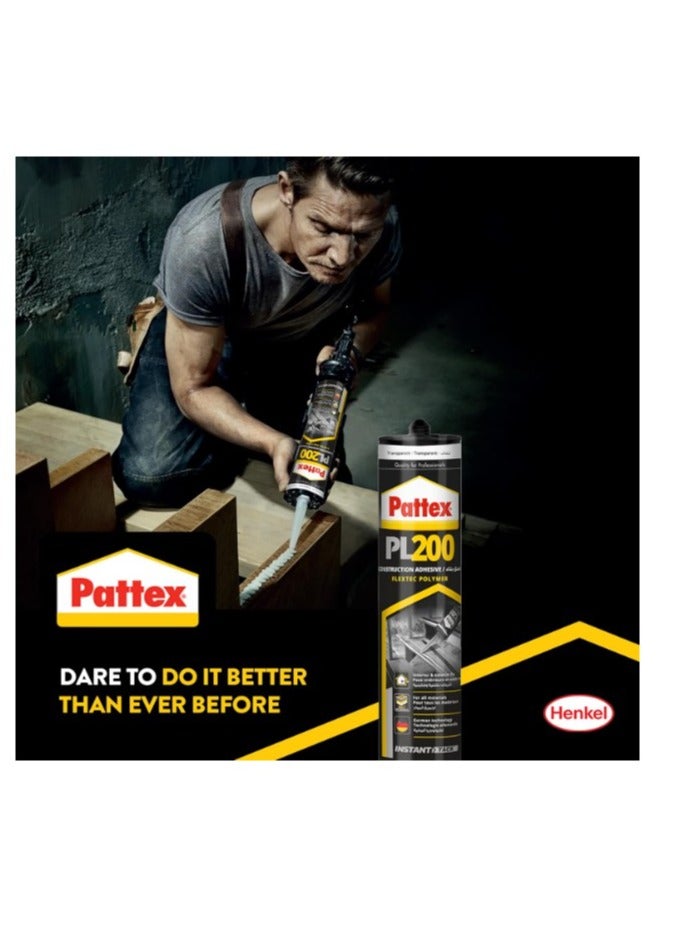 Pattex لاصق البناء باتكس PL200 - 380 جرام | سيليكون مائي | لاصق قوي في البداية | خالي من المذيبات ومتوافق مع الطلاء - Image 4