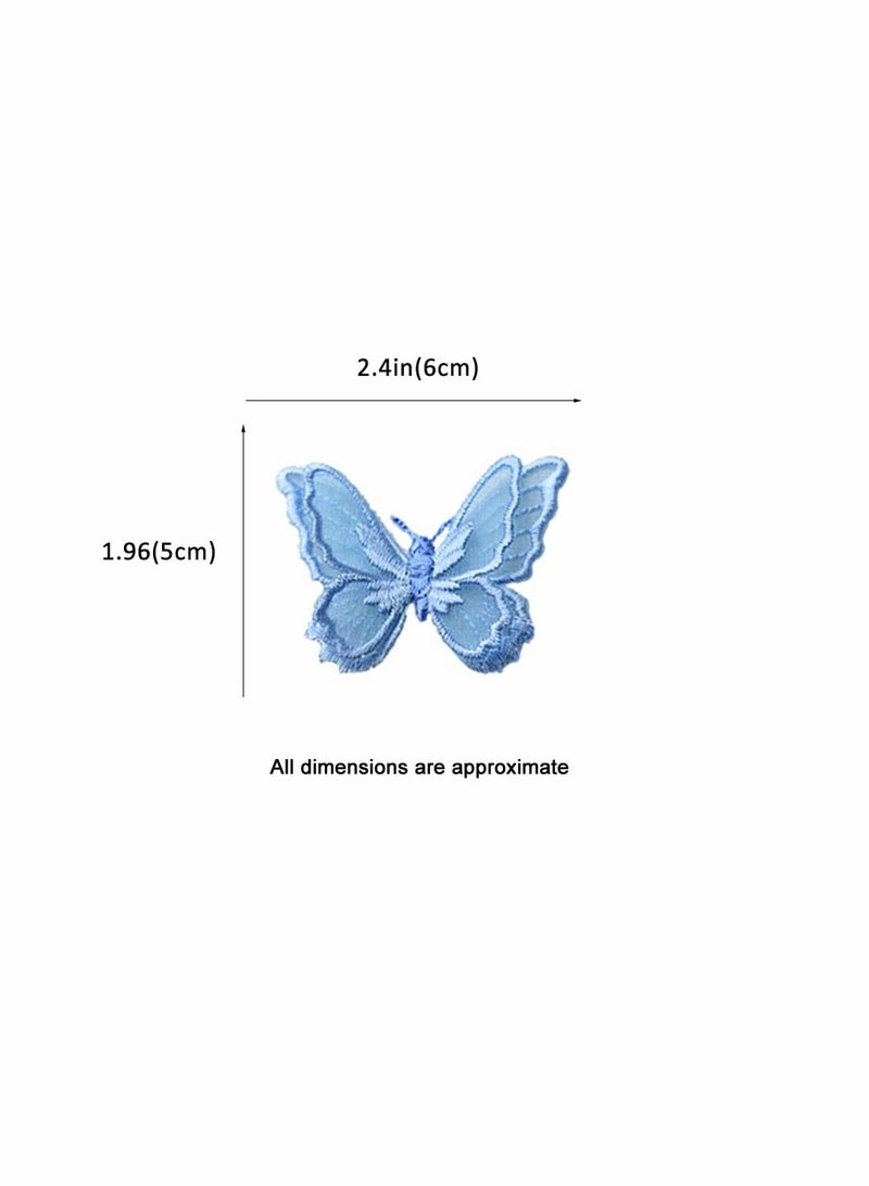 KASTWAVE Butterfly Lace Trim, KASTWAVE 3D Double Layers Organza Patches Butterfly Lace Fabric Sewing Embroidery, DIY for Party, Wedding, Bridal, Women, Dress Decoration (10pcs Blue Butterfly)  - Image 5