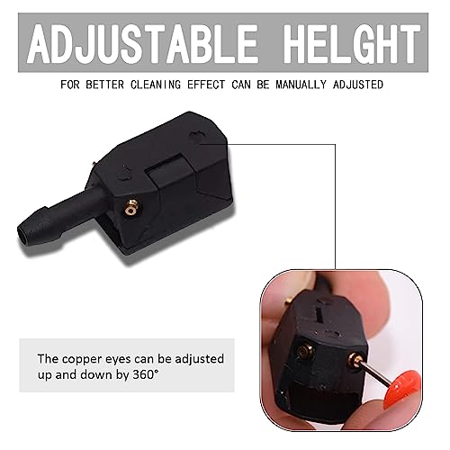 GKmow Pack-2 Car Universal Front Windshield Washer Nozzle, Jet 4Way 8mm 9mm Wiper Sprayer Arm Mounted Window Water Spray Sprinkler (Black) - Image 4