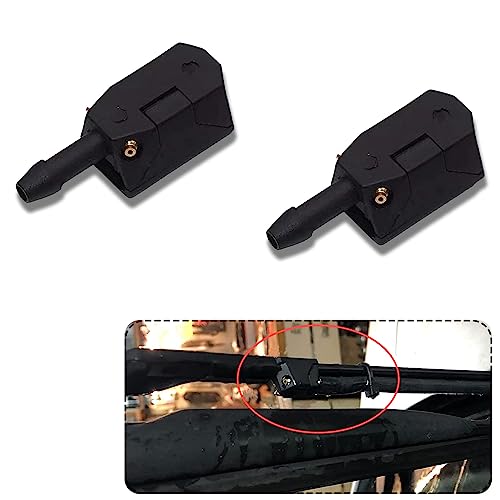 GKmow Pack-2 Car Universal Front Windshield Washer Nozzle, Jet 4Way 8mm 9mm Wiper Sprayer Arm Mounted Window Water Spray Sprinkler (Black) - Image 1