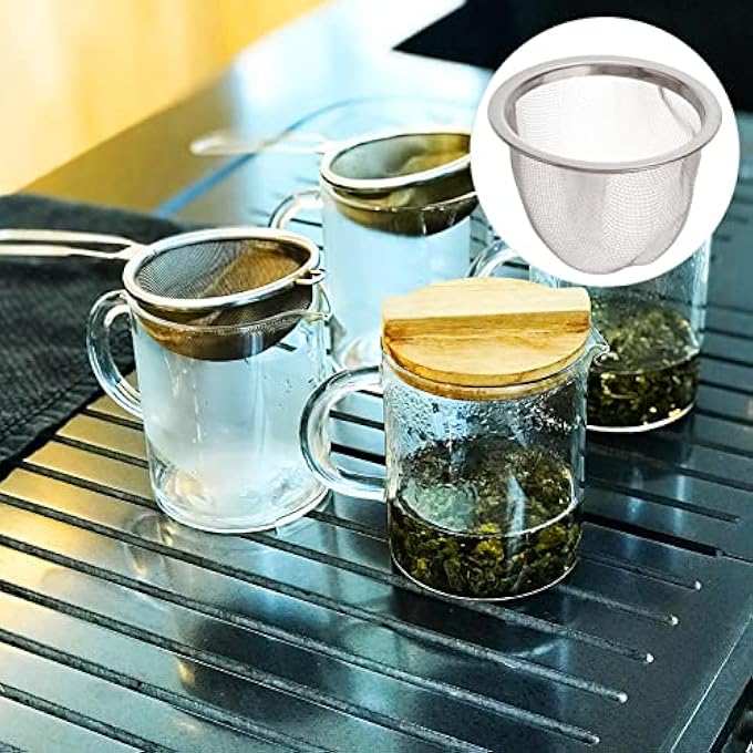 Yardwe Teapot Mesh Strainer Infuser Filter Replacement Stainless Steel Tea Pot Drain Net 8Pcs Reusable Loose Leaf Tea Herb Strainer Tea Infuser 6 5Cm - Image 5