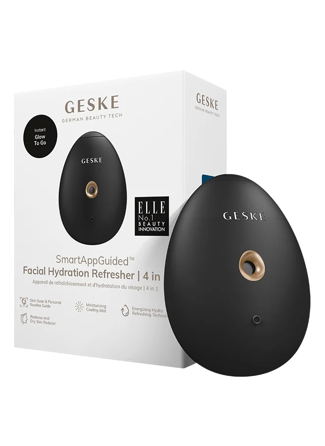 GESKE Smart App Guided Facial Hydration Refresher | 4 In 1 | Water Atomizer | Facial Spray | Water Spray | Facial Mist | Facial Cleansing | Cosmetics | Natural Glow