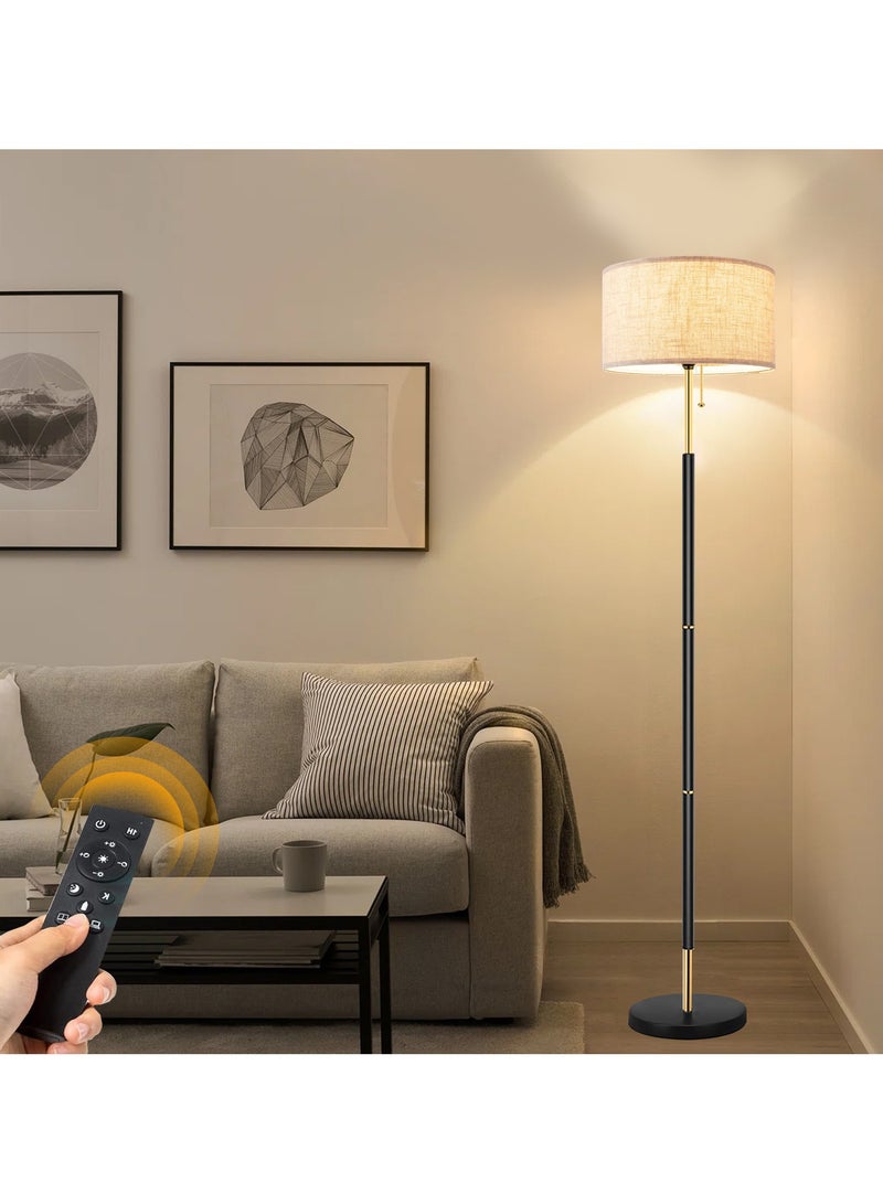 Tall Floor Lamp Black and  Gold Long Lamp with Remote Control, Stepless Dimming and Temperature, 12W Smart Lighting for Living Room