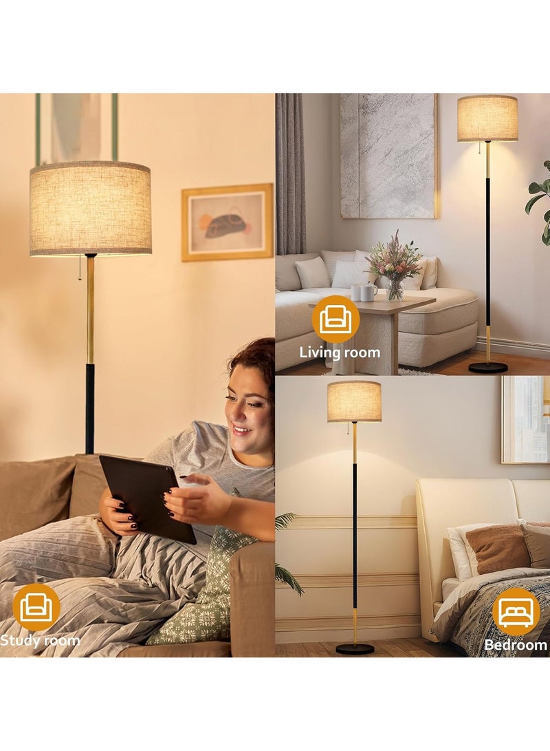 Tall Floor Lamp Black and  Gold Long Lamp with Remote Control, Stepless Dimming and Temperature, 12W Smart Lighting for Living Room