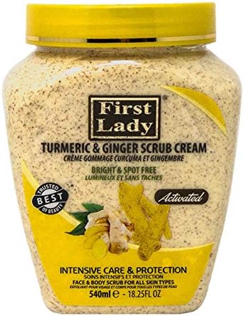First Lady Activated Turmeric Ginger Scrub Cream 540ml Bright and Spot Free Face Body