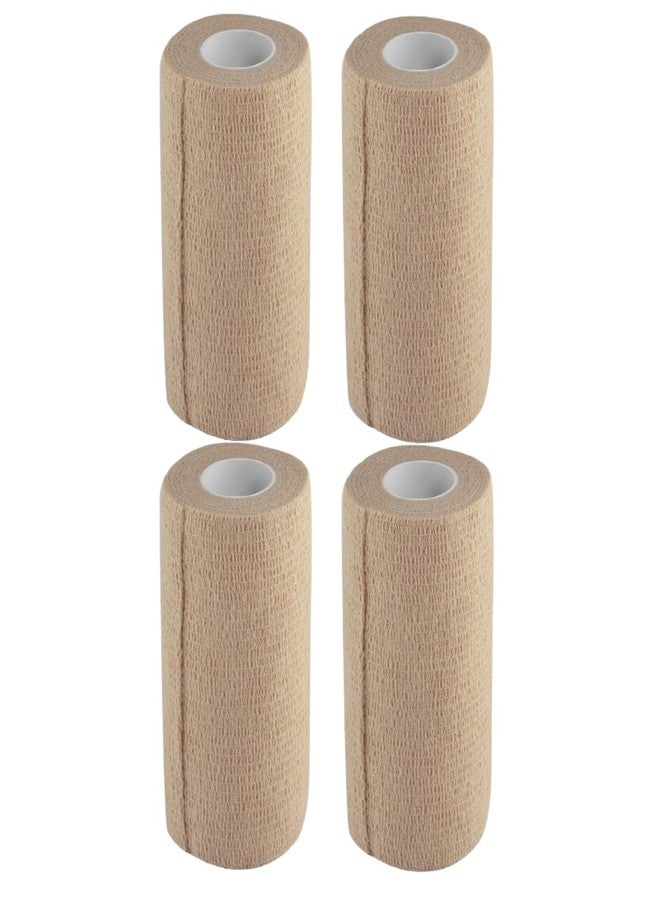 MuscleFix Self-Adhesive Cohesive Bandage Wrap – 15cm x 4.5m – Breathable, Non-Woven First Aid Tape for Humans & Pets (Dogs, Cats, Birds) – Sports, Wrist Support, Swelling (Pack Of 4, Beige) - Image 1