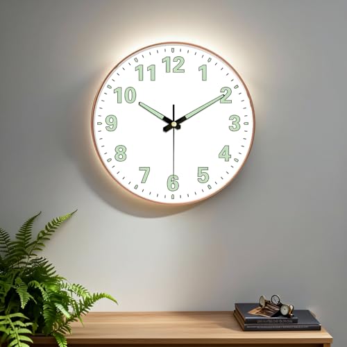 WHISKET - 12 Inch | Radium Silent Sweep Clock| Decorative Analog Wall Clock | Glow in Dark Numbers| Silent Movement for Living Room & Office. (Radium White Round) - Image 4