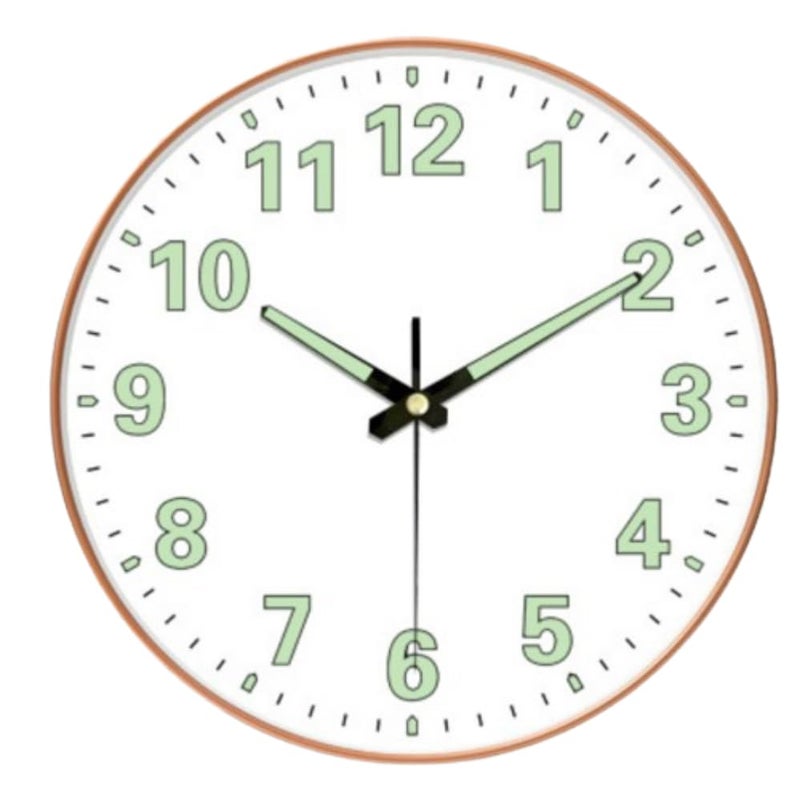 WHISKET - 12 Inch | Radium Silent Sweep Clock| Decorative Analog Wall Clock | Glow in Dark Numbers| Silent Movement for Living Room & Office. (Radium White Round) - Image 1