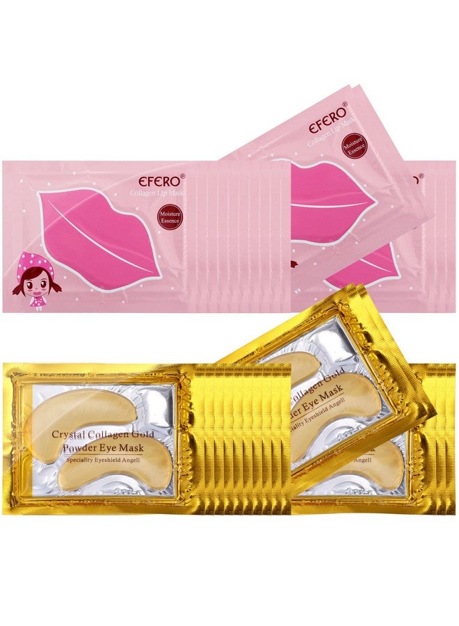 DELISOUL 30 Pack Collagen Crystal Lip Masks and Gold Under Eye Masks Natural Moisturizing Gel Anti-Aging Anti Chapped Hydrating Reducing Puffiness Dark Circles and Wrinkles Lip Eye Pads for Women Men - Image 1